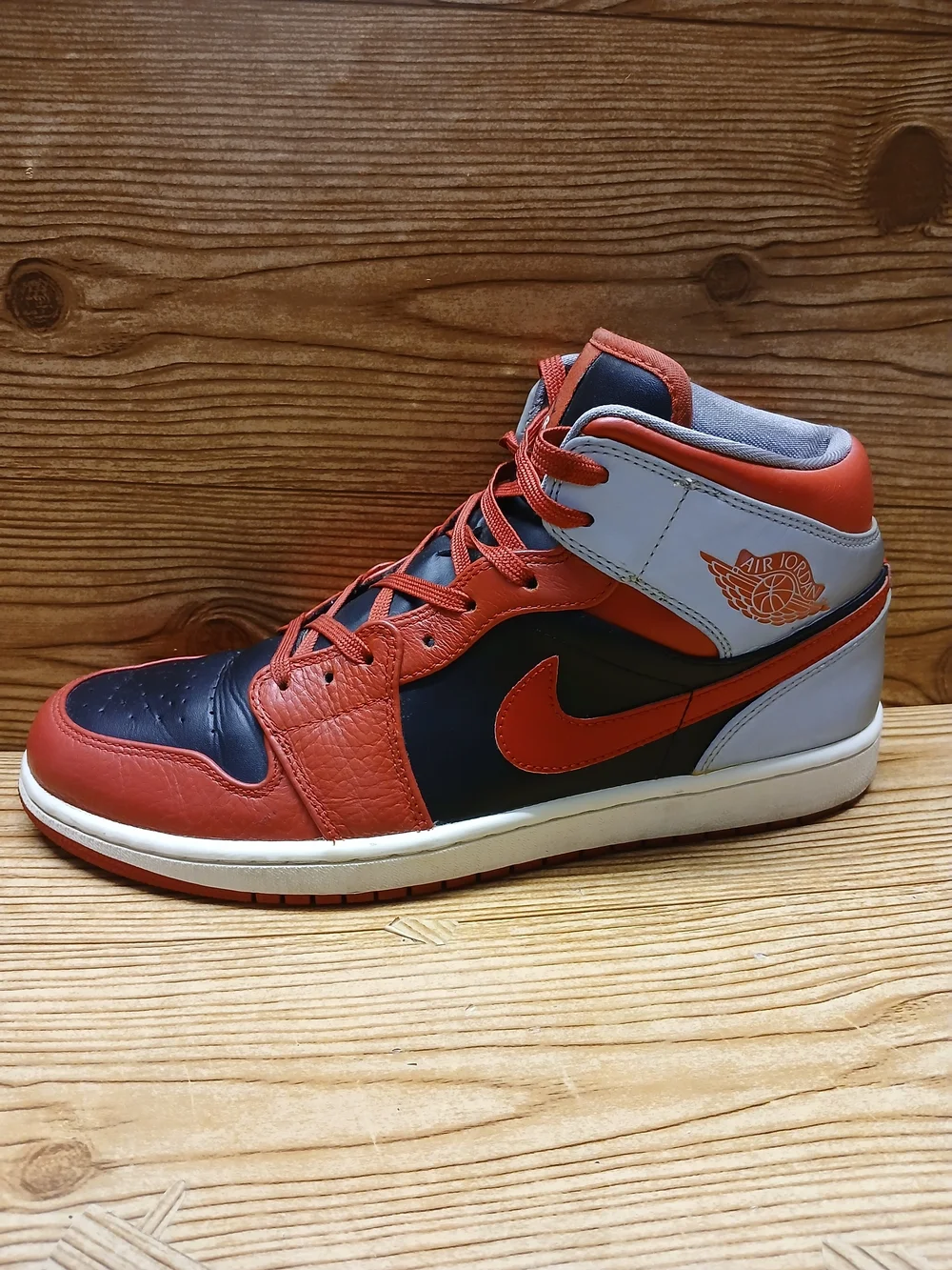 Vintage Nike Air Jordan Mid Fire Red Gray Men’s High-Top Basketball Sneakers